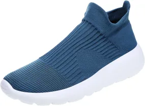 Men's High Top Sock Shoes Summer Mesh Breathable Sneakers Comfortable Solid Slip On Sneakers Labor Work Shoes