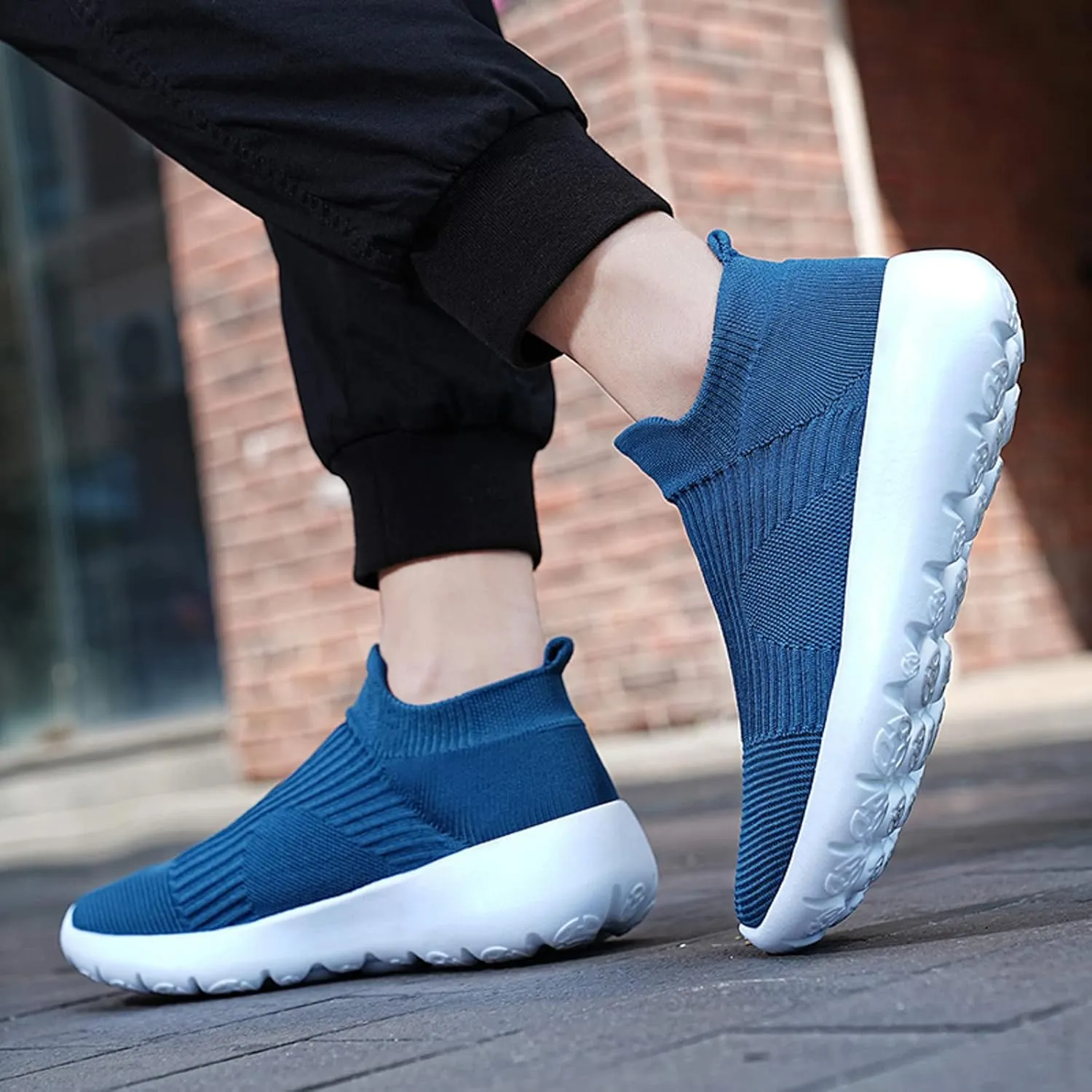 Men's High Top Sock Shoes Summer Mesh Breathable Sneakers Comfortable Solid Slip On Sneakers Labor Work Shoes
