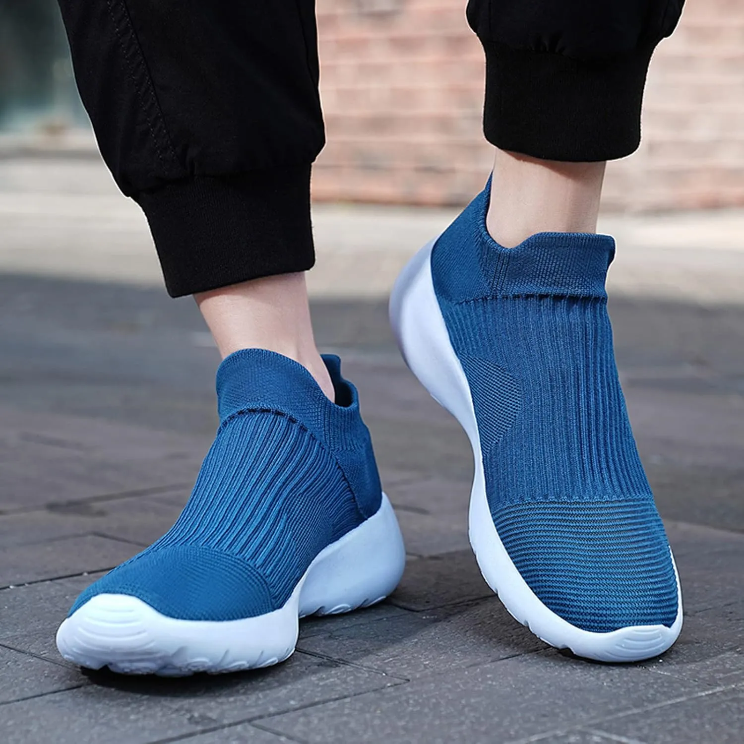Men's High Top Sock Shoes Summer Mesh Breathable Sneakers Comfortable Solid Slip On Sneakers Labor Work Shoes