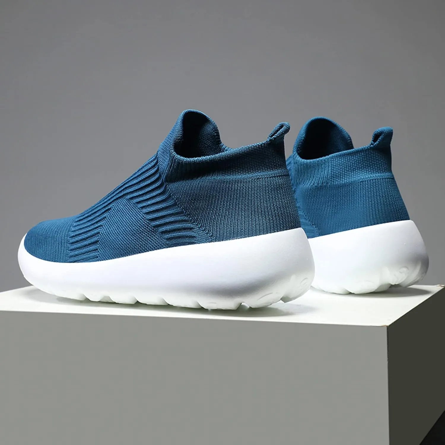Men's High Top Sock Shoes Summer Mesh Breathable Sneakers Comfortable Solid Slip On Sneakers Labor Work Shoes