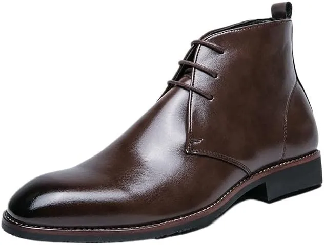 Men's Leather Cap Toe Lace Up Chelsea Boots Casual Business Oxfords Boots for Wedding Prom Party Business Work