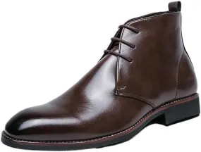 Men's Leather Cap Toe Lace Up Chelsea Boots Casual Business Oxfords Boots for Wedding Prom Party Business Work
