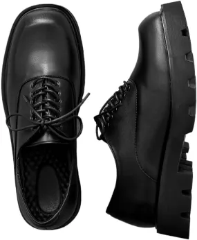 Men's Leather Platform Oxford Shoes Business Casual Dress Derby Walking Shoes