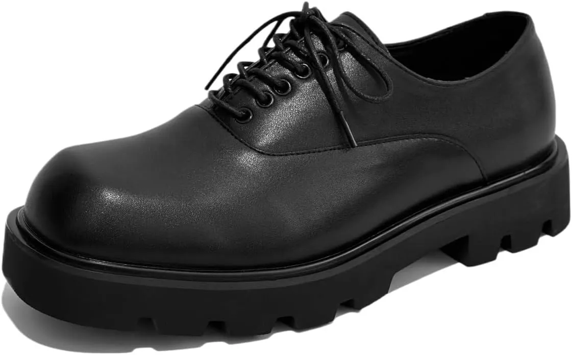 Men's Leather Platform Oxford Shoes Business Casual Dress Derby Walking Shoes