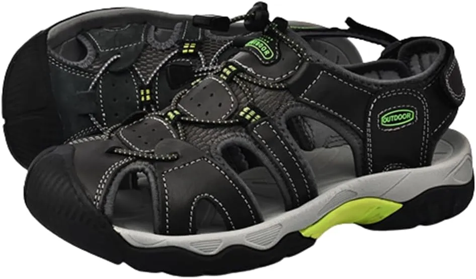 Mens Leather Sandals Beach Hiking Sandals Summer Comfortable Trekking Shoes Hiking Shoes Sports Outdoor with hook