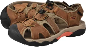 Mens Leather Sandals Beach Hiking Sandals Summer Comfortable Trekking Shoes Hiking Shoes Sports Outdoor with hook