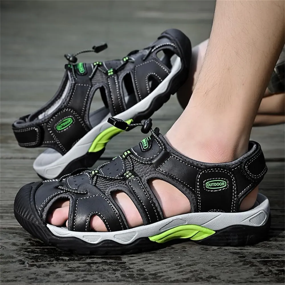 Mens Leather Sandals Beach Hiking Sandals Summer Comfortable Trekking Shoes Hiking Shoes Sports Outdoor with hook