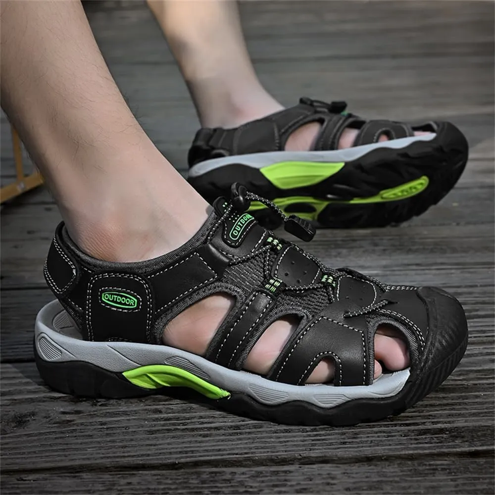 Mens Leather Sandals Beach Hiking Sandals Summer Comfortable Trekking Shoes Hiking Shoes Sports Outdoor with hook