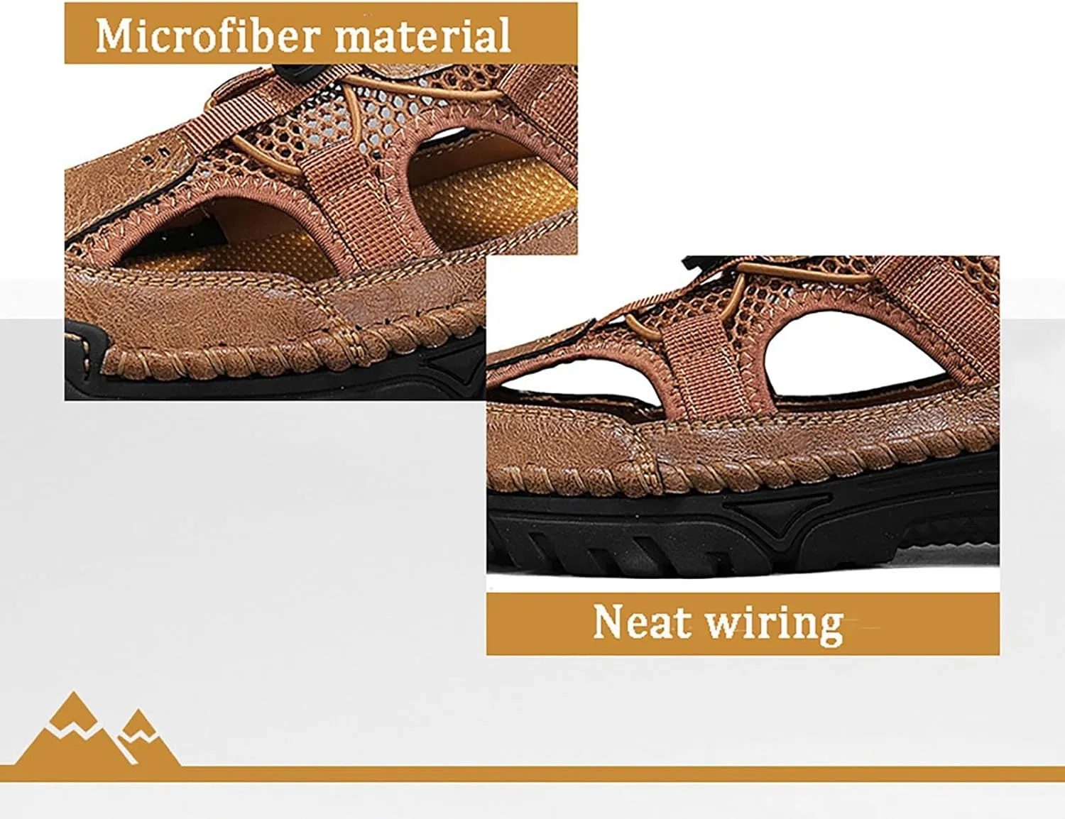 Mens Leather Sandals Outdoor Hiking Sandals Waterproof Athletic Sports Fisherman