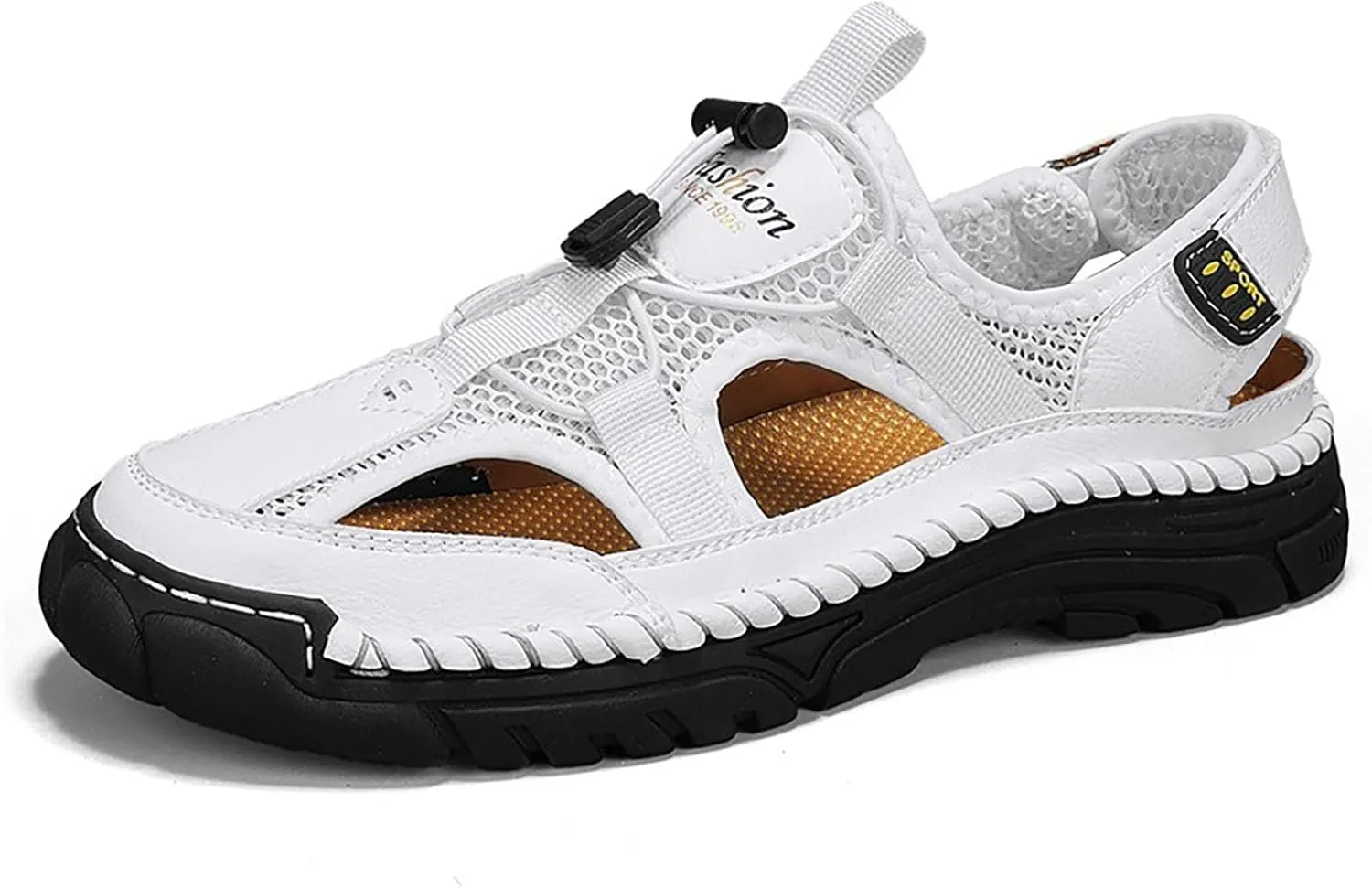 Mens Leather Sandals Outdoor Hiking Sandals Waterproof Athletic Sports Fisherman