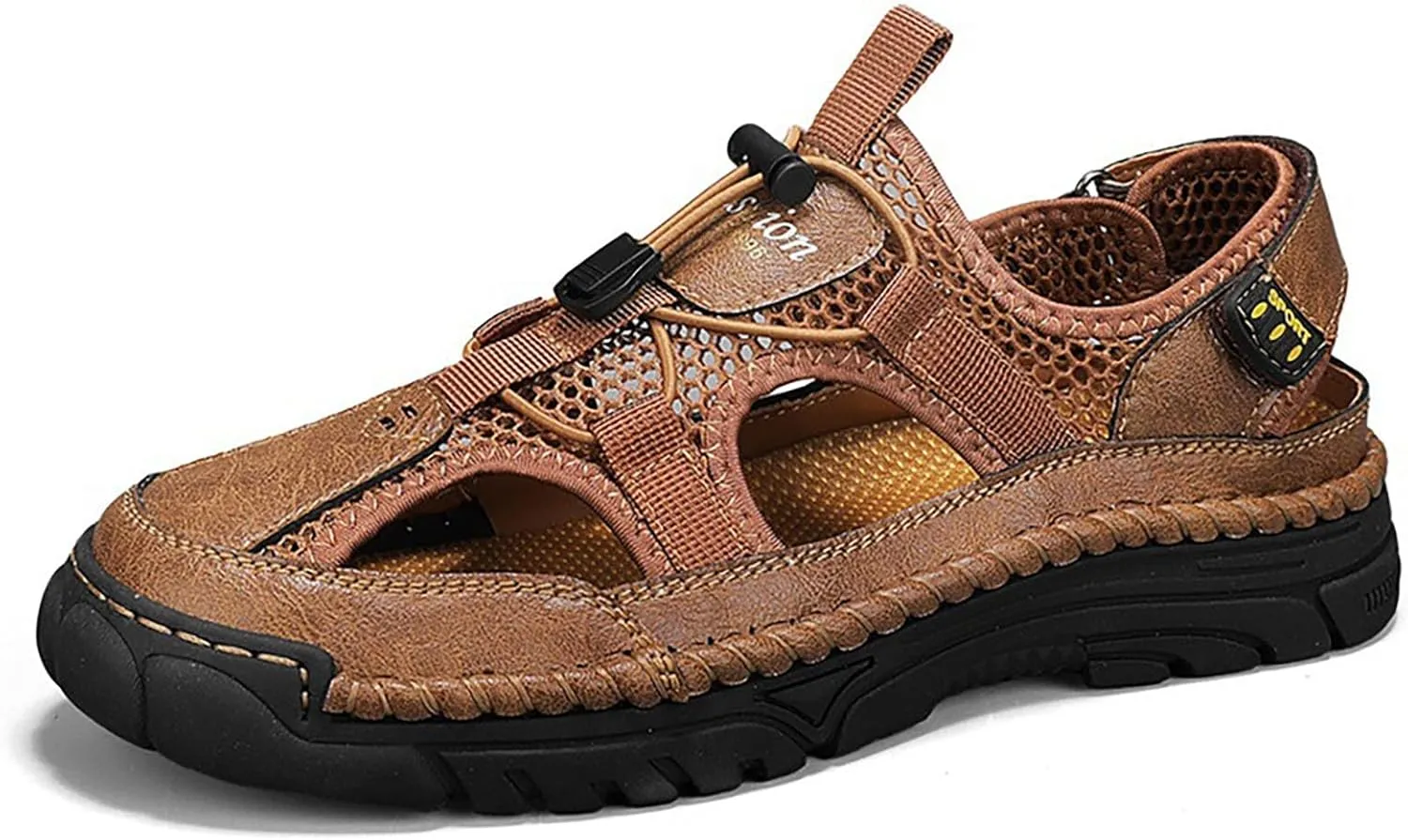 Mens Leather Sandals Outdoor Hiking Sandals Waterproof Athletic Sports Fisherman