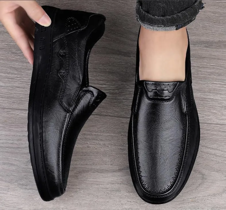 Men's Leather Shoes Mens Slip On Wingtip Oxford Shoes Lightweight Comfortable Casual Business Formal Shoes