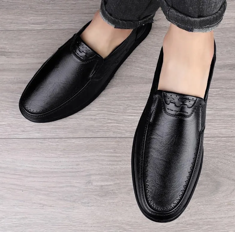 Men's Leather Shoes Mens Slip On Wingtip Oxford Shoes Lightweight Comfortable Casual Business Formal Shoes