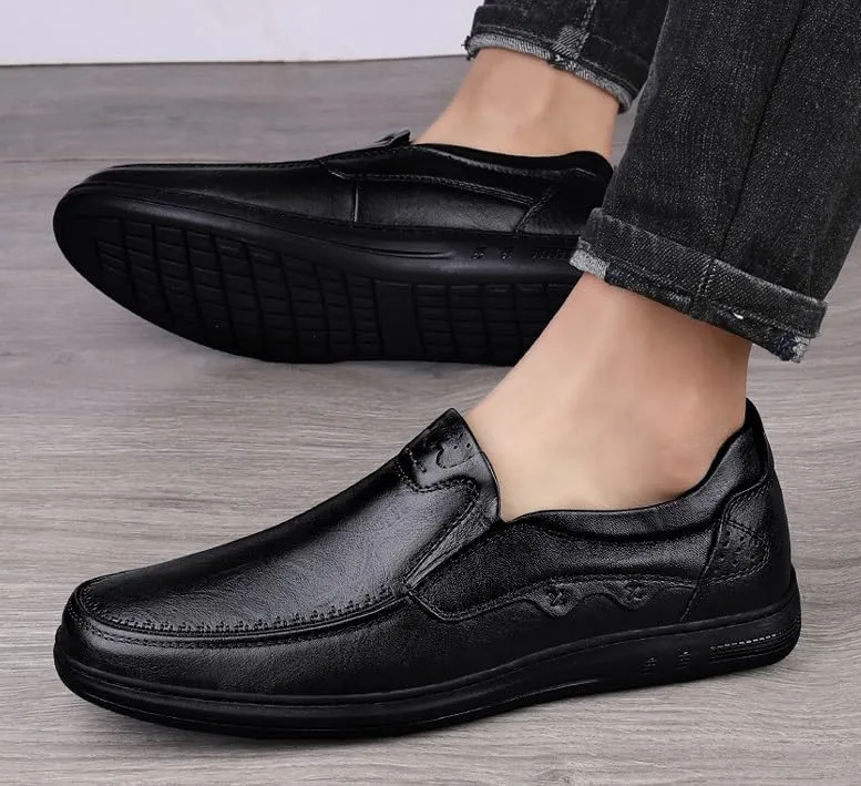 Men's Leather Shoes Mens Slip On Wingtip Oxford Shoes Lightweight Comfortable Casual Business Formal Shoes
