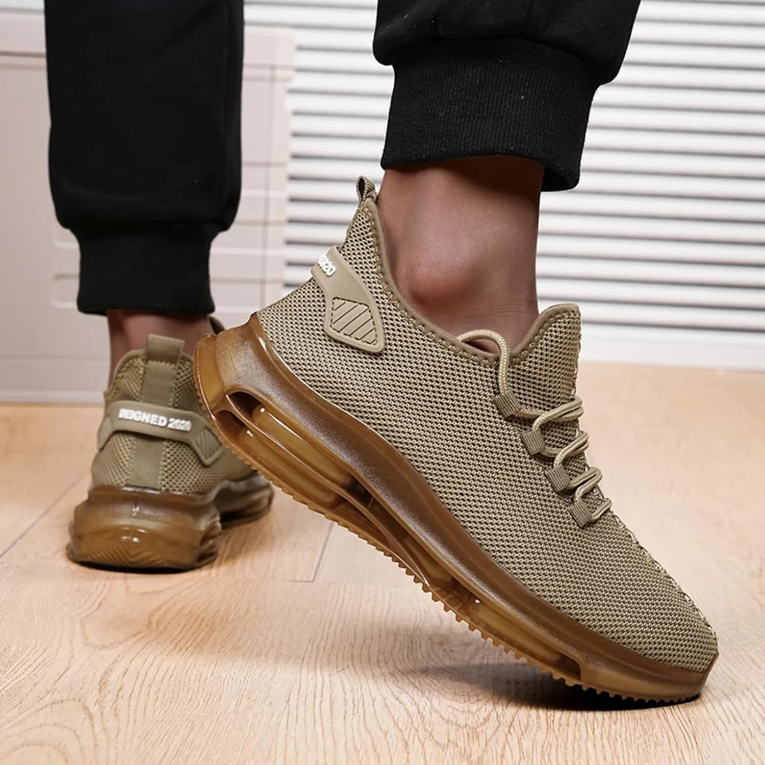 Men's Lightweight Double - air Cushion Walking, High - Elasticity Running Shoes, Workout Shoes, Breathable Mesh Fashion Casual Sneakers