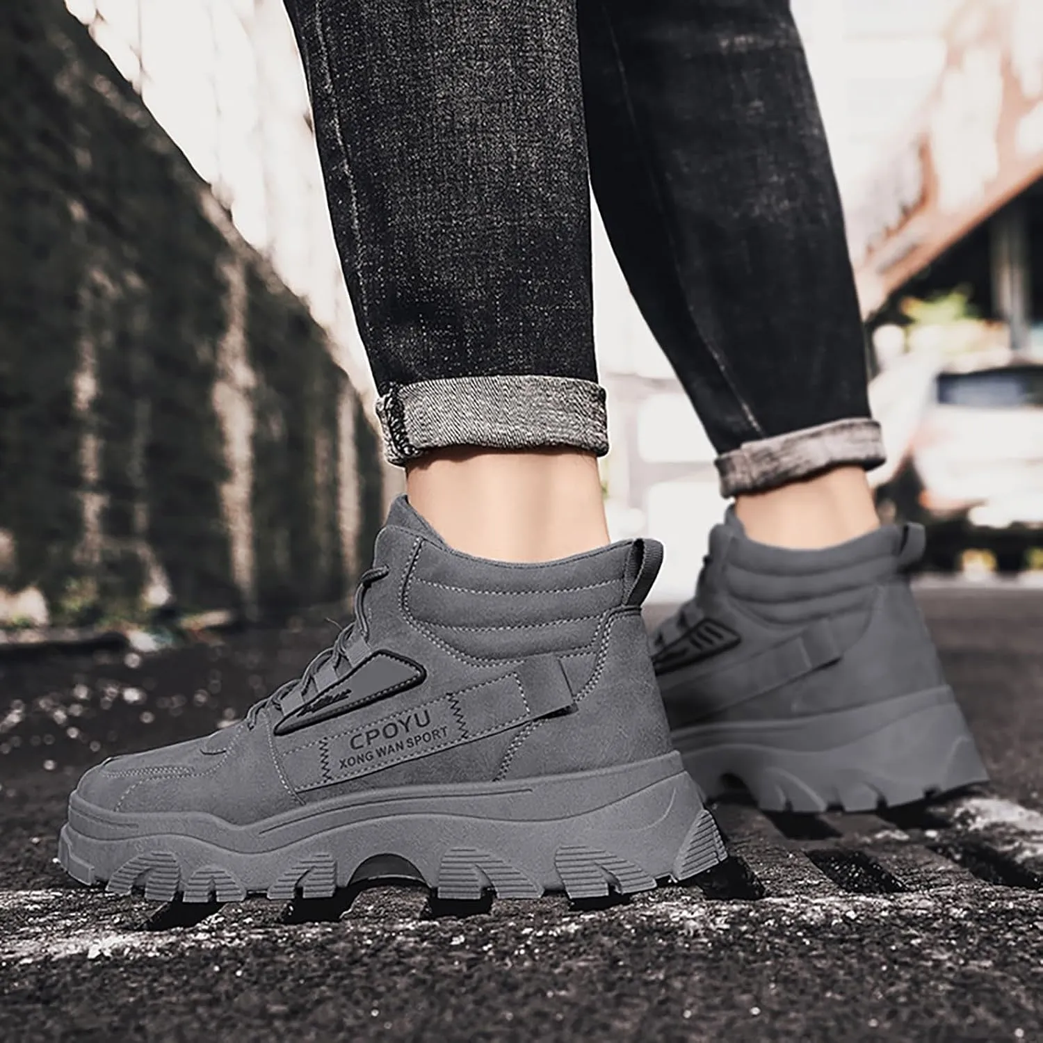Mens Loafers & Slip-Ons Men Fashion Walking Sneakers Non Slip Work Shoes Comfortable Leather Casual Athletic