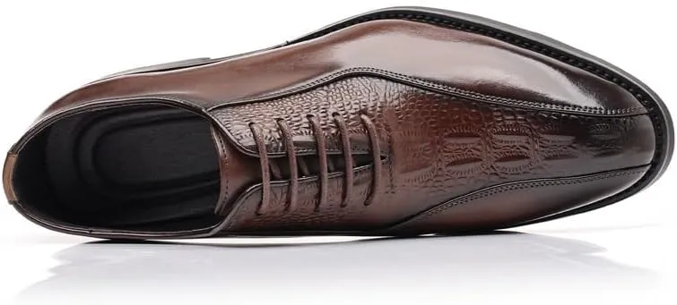 Mens Oxford Mens Luxury Business Casual Oxford Shoes Black Leather Suit Formal Shoes Comfortable Wedding Casual Dress Shoes Non Slip Casual Business Work Formal Shoes Dress Shoes(Brown,8.5)