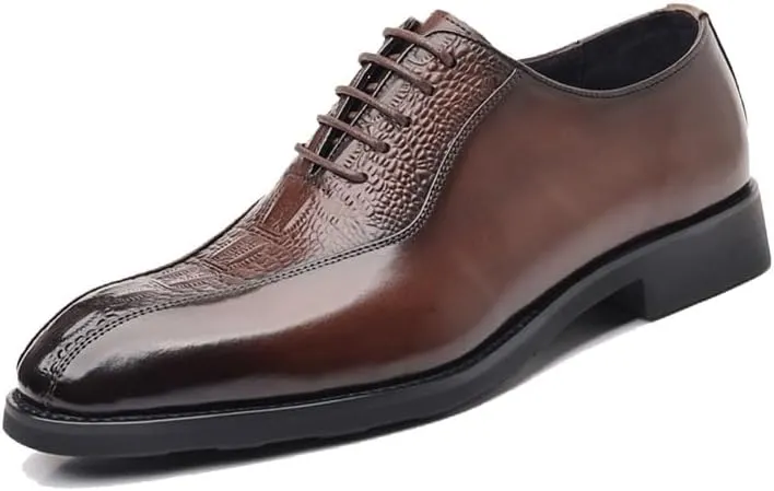 Mens Oxford Mens Luxury Business Casual Oxford Shoes Black Leather Suit Formal Shoes Comfortable Wedding Casual Dress Shoes Non Slip Casual Business Work Formal Shoes Dress Shoes(Brown,8.5)
