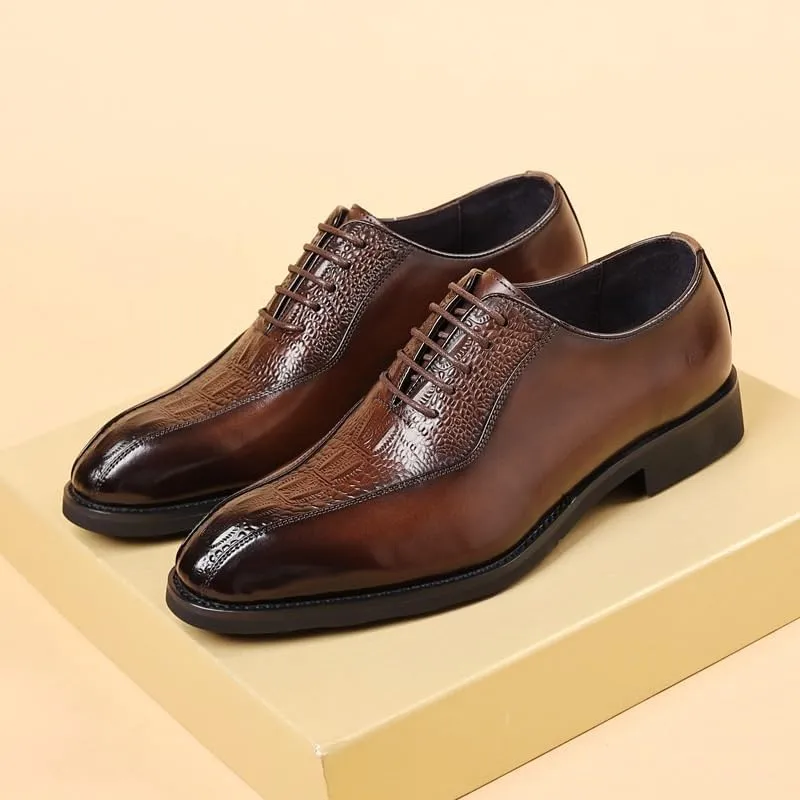 Mens Oxford Mens Luxury Business Casual Oxford Shoes Black Leather Suit Formal Shoes Comfortable Wedding Casual Dress Shoes Non Slip Casual Business Work Formal Shoes Dress Shoes(Brown,8.5)