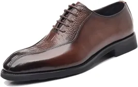 Mens Oxford Mens Luxury Business Casual Oxford Shoes Black Leather Suit Formal Shoes Comfortable Wedding Casual Dress Shoes Non Slip Casual Business Work Formal Shoes Dress Shoes(Brown,8.5)