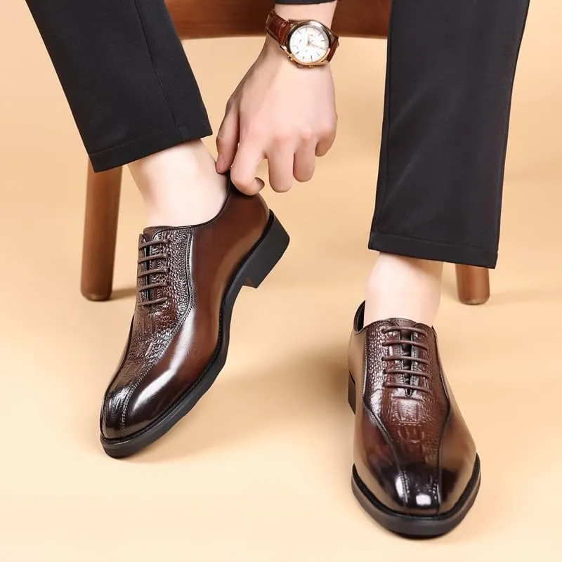 Mens Oxford Mens Luxury Business Casual Oxford Shoes Black Leather Suit Formal Shoes Comfortable Wedding Casual Dress Shoes Non Slip Casual Business Work Formal Shoes Dress Shoes(Brown,8.5)