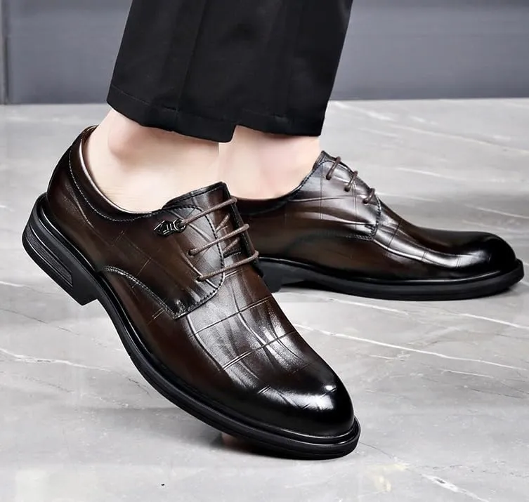 Mens Oxford Men's Luxury Dress Shoes Modern Leather Business Oxford Dress Shoes Classic Lace-up Formal Tuxedo Derby Shoes Dress Shoes(Brown,10)