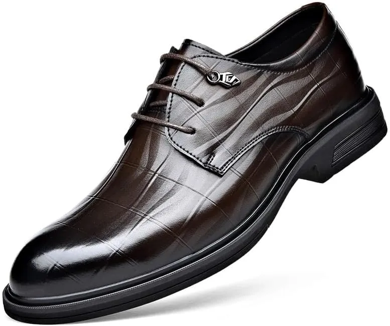Mens Oxford Men's Luxury Dress Shoes Modern Leather Business Oxford Dress Shoes Classic Lace-up Formal Tuxedo Derby Shoes Dress Shoes(Brown,10)