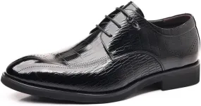Mens Oxford Men's Luxury Patent Leather Formal Business Oxford Dress Shoes Formal Breathable Casual Trendy Plaid Upper Tuxedo Shoes for Men Dress Shoes(8)