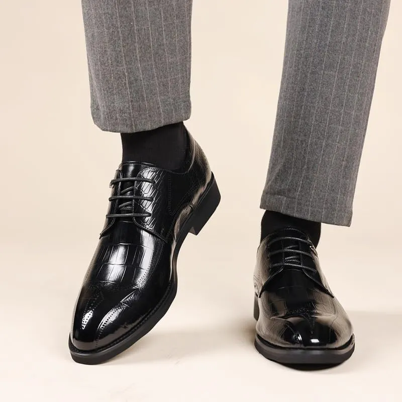 Mens Oxford Men's Luxury Patent Leather Formal Business Oxford Dress Shoes Formal Breathable Casual Trendy Plaid Upper Tuxedo Shoes for Men Dress Shoes(8)