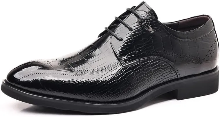 Mens Oxford Men's Luxury Patent Leather Formal Business Oxford Dress Shoes Formal Breathable Casual Trendy Plaid Upper Tuxedo Shoes for Men Dress Shoes(8)