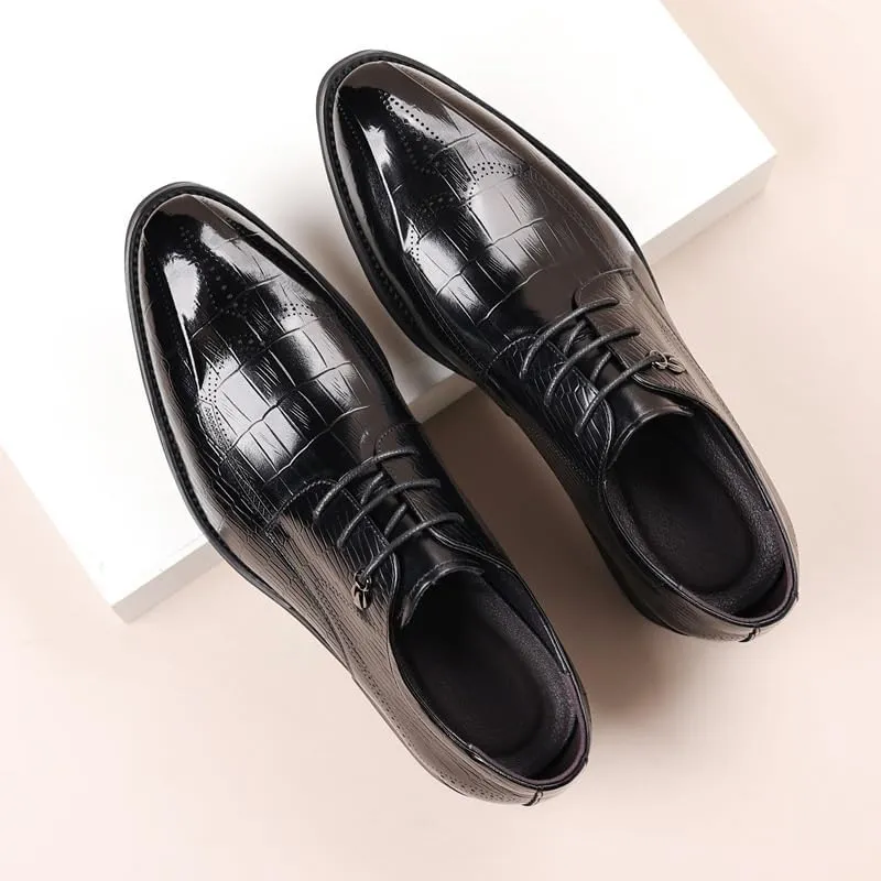 Mens Oxford Men's Luxury Patent Leather Formal Business Oxford Dress Shoes Formal Breathable Casual Trendy Plaid Upper Tuxedo Shoes for Men Dress Shoes(8)