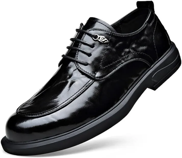 Mens Oxford Men's Oxford Shoes Anti-Slip Mid Chunky Heels Formal Shoes Comfort Soft Oxford Superior Flexural Leather Fashion Dress Sneakers Business Casual Derby Shoes Dress Shoes(8.5)