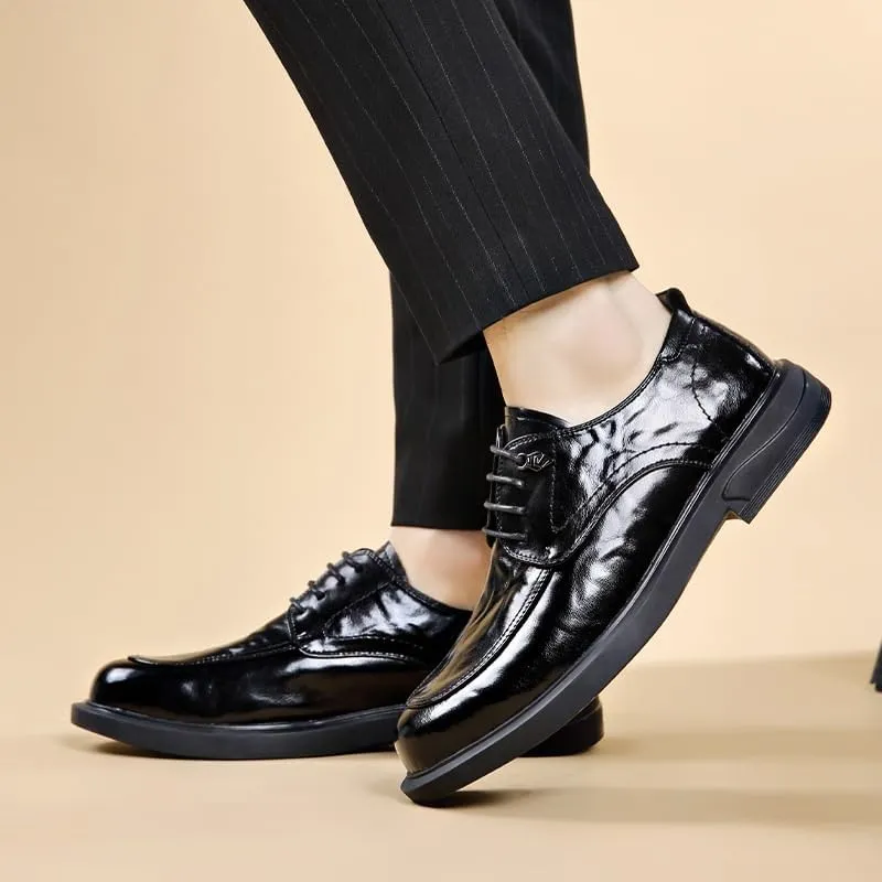 Mens Oxford Men's Oxford Shoes Anti-Slip Mid Chunky Heels Formal Shoes Comfort Soft Oxford Superior Flexural Leather Fashion Dress Sneakers Business Casual Derby Shoes Dress Shoes(8.5)