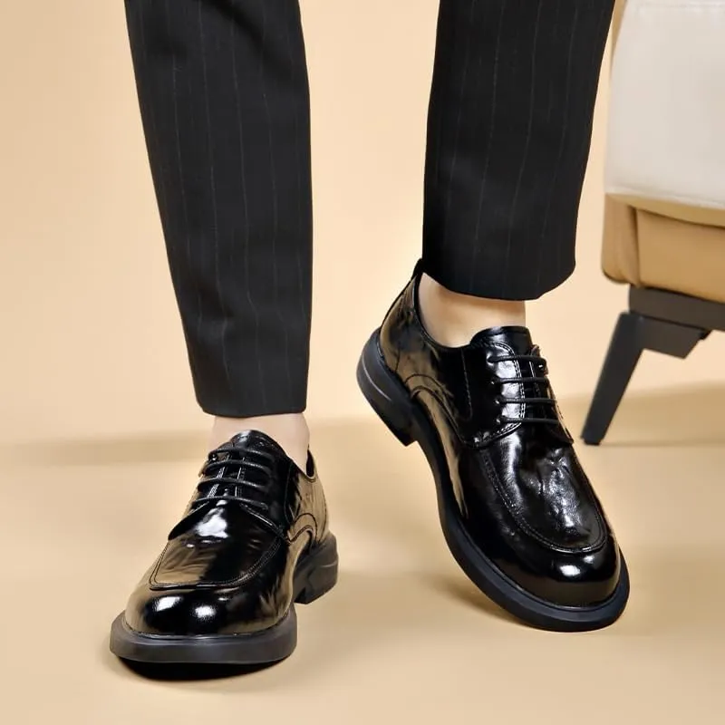 Mens Oxford Men's Oxford Shoes Anti-Slip Mid Chunky Heels Formal Shoes Comfort Soft Oxford Superior Flexural Leather Fashion Dress Sneakers Business Casual Derby Shoes Dress Shoes(8.5)