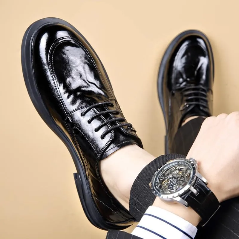 Mens Oxford Men's Oxford Shoes Anti-Slip Mid Chunky Heels Formal Shoes Comfort Soft Oxford Superior Flexural Leather Fashion Dress Sneakers Business Casual Derby Shoes Dress Shoes(8.5)