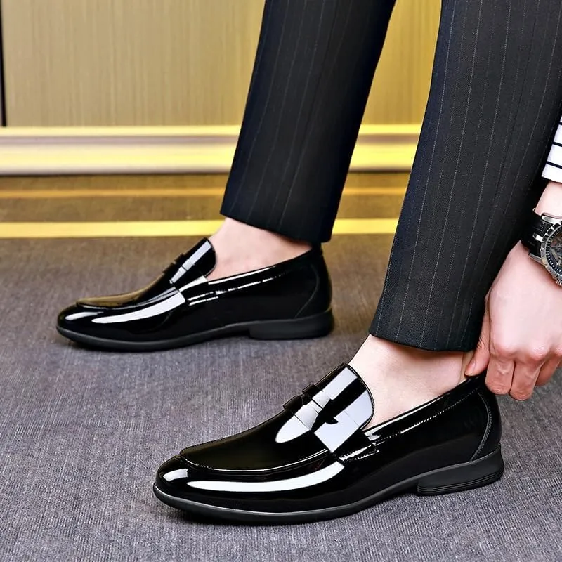 Mens Oxford Men's Shiny Patent Leather Dress Shoes Formal Business Casual Oxford Trendy Tuxedo Shoes for Men Non Slip Casual Business Work Formal Shoes Dress Shoes(7.5)