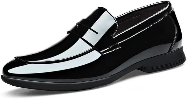 Mens Oxford Men's Shiny Patent Leather Dress Shoes Formal Business Casual Oxford Trendy Tuxedo Shoes for Men Non Slip Casual Business Work Formal Shoes Dress Shoes(7.5)
