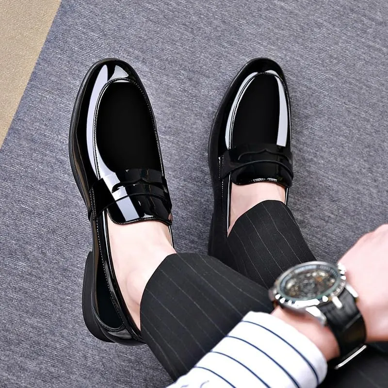 Mens Oxford Men's Shiny Patent Leather Dress Shoes Formal Business Casual Oxford Trendy Tuxedo Shoes for Men Non Slip Casual Business Work Formal Shoes Dress Shoes(7.5)