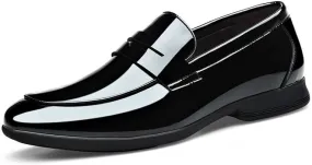 Mens Oxford Men's Shiny Patent Leather Dress Shoes Formal Business Casual Oxford Trendy Tuxedo Shoes for Men Non Slip Casual Business Work Formal Shoes Dress Shoes(7.5)