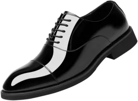 Men's Oxfords Shoes Men Faux Patent Leather Classic Lace-up Formal Tuxedo Dress Shoes Comfort Business Walking Shoes(10)