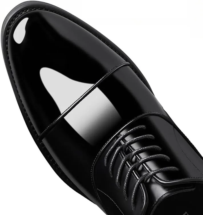 Men's Oxfords Shoes Men Faux Patent Leather Classic Lace-up Formal Tuxedo Dress Shoes Comfort Business Walking Shoes(10)