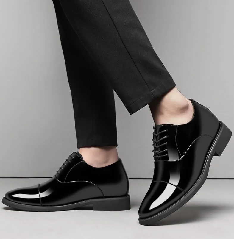 Men's Oxfords Shoes Men Faux Patent Leather Classic Lace-up Formal Tuxedo Dress Shoes Comfort Business Walking Shoes(10)