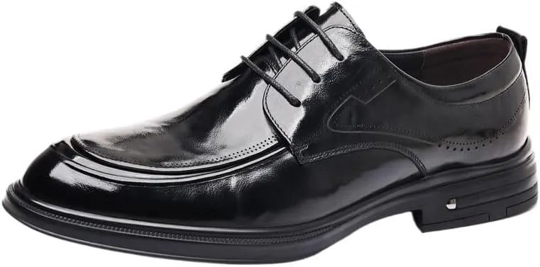 Mens Retro Comfortable Business Height Increasing Non-Slip Softsole Walking Oxford Shoes Driving Working Walking Party Dress Leather Loafers