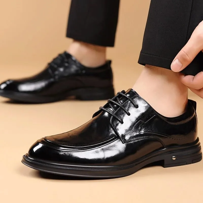 Mens Retro Comfortable Business Height Increasing Non-Slip Softsole Walking Oxford Shoes Driving Working Walking Party Dress Leather Loafers