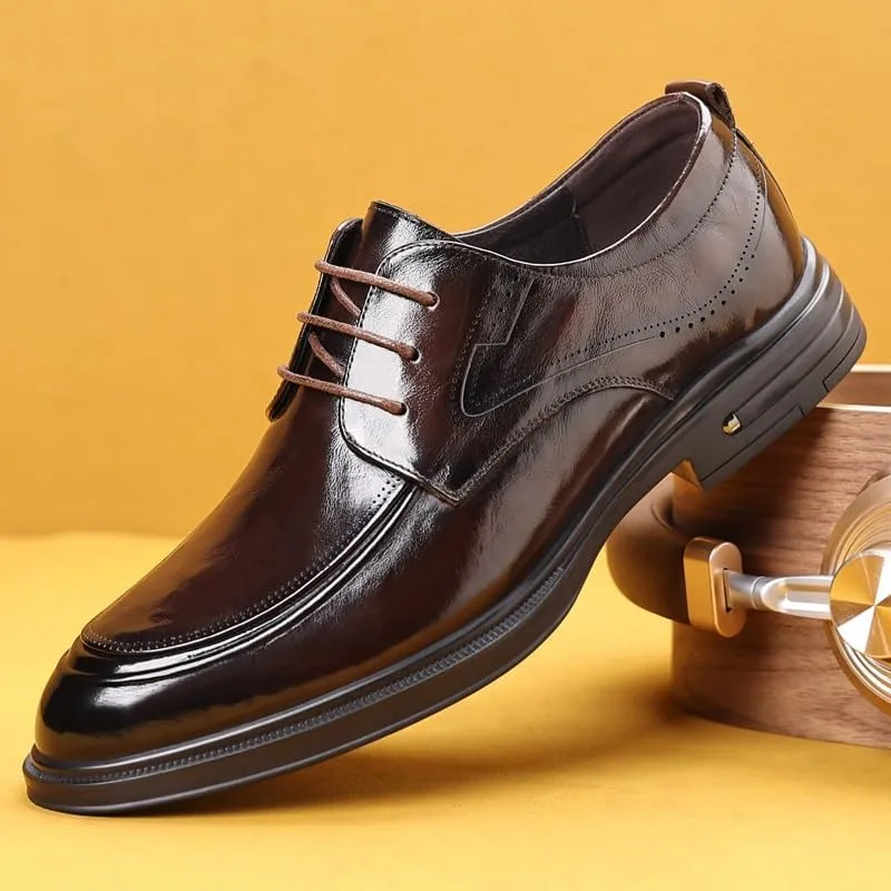 Mens Retro Comfortable Business Height Increasing Non-Slip Softsole Walking Oxford Shoes Driving Working Walking Party Dress Leather Loafers