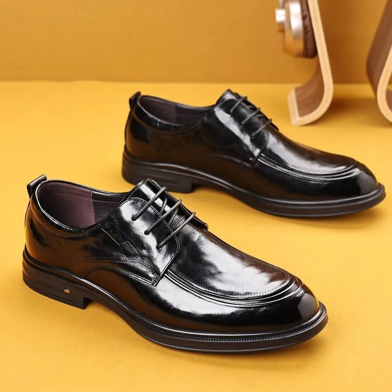 Mens Retro Comfortable Business Height Increasing Non-Slip Softsole Walking Oxford Shoes Driving Working Walking Party Dress Leather Loafers