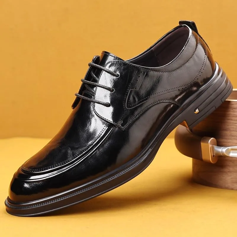 Mens Retro Comfortable Business Height Increasing Non-Slip Softsole Walking Oxford Shoes Driving Working Walking Party Dress Leather Loafers