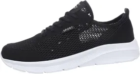 Men's Running Tennis Shoes Breathable Walking Shoes Lace Up Outdoor Casual Mesh Trainer Running (White, 12.5)