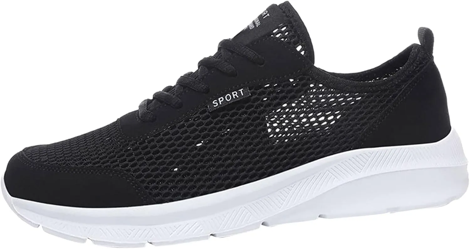 Men's Running Tennis Shoes Breathable Walking Shoes Lace Up Outdoor Casual Mesh Trainer Running (White, 12.5)