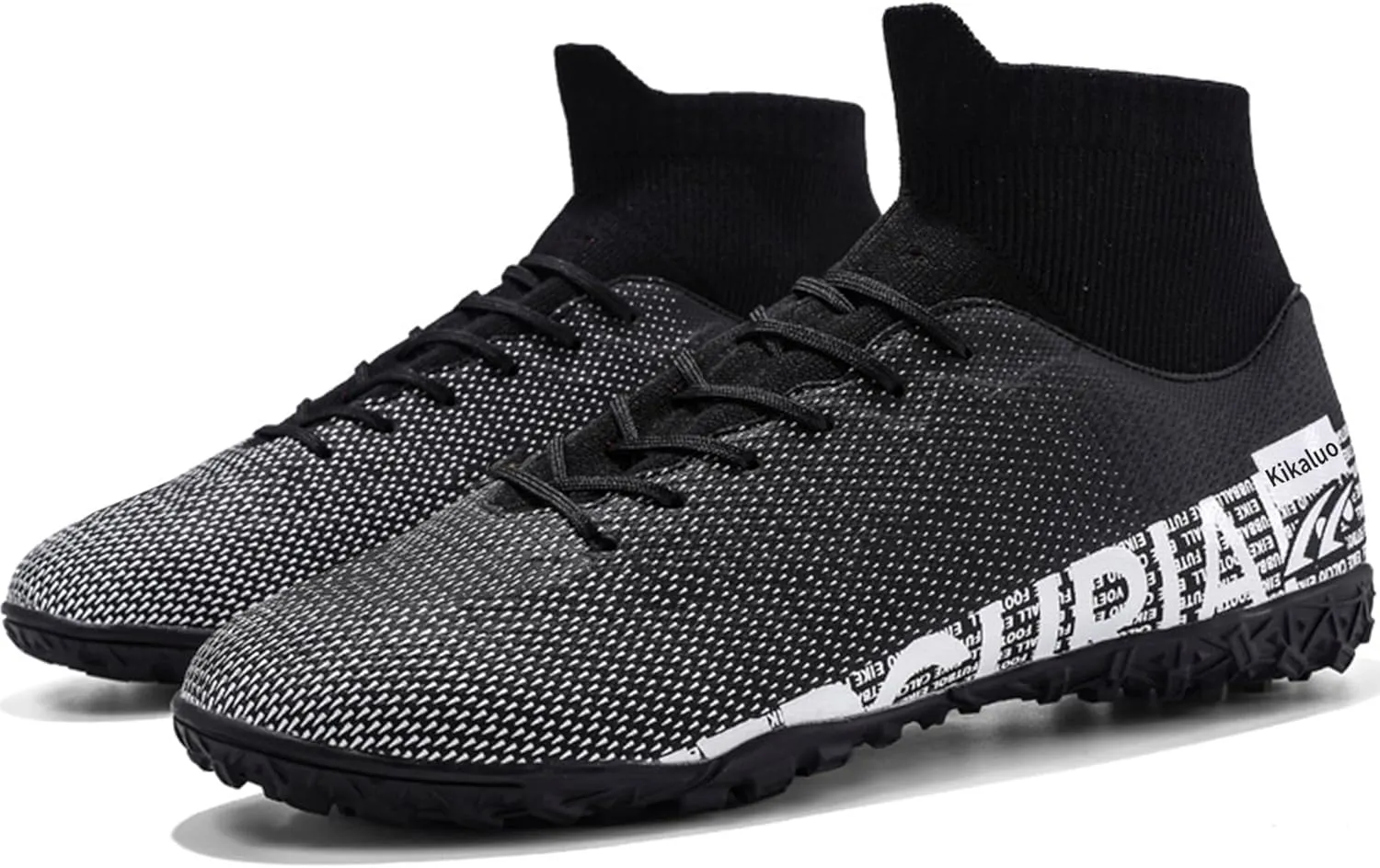 Men's Soccer Cleats Football Shoes with High-Tops Lace-Up Spikes Indoor Firm Ground Turf Training Exercise Futsal Boots